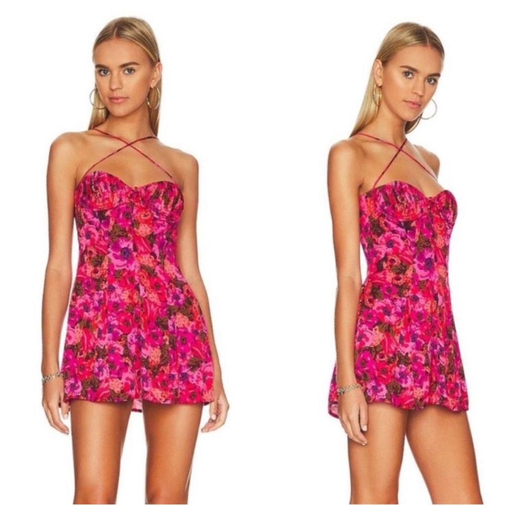 NWT FOR LOVE AND LEMONS Red Floral Mini Dress XL
